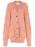 Marques'almeida Feather Embellished Cotton Cardigan - Pink