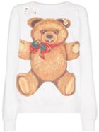 R13 Teddy Bear Print Distressed Sweatshirt - White