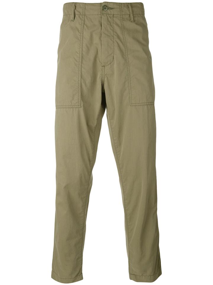 Ganryu Comme Des Garcons Cropped Straight Trousers - Green