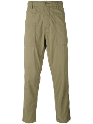 Ganryu Comme Des Garcons Cropped Straight Trousers - Green