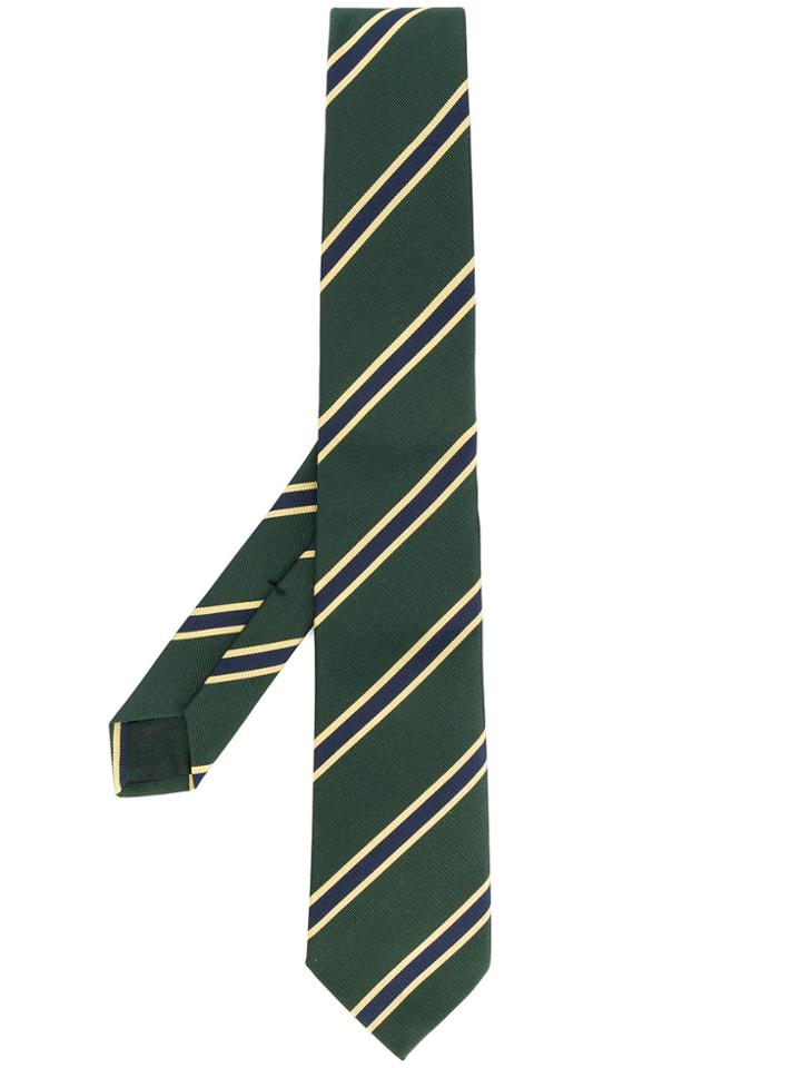 Gucci Diagonal Striped Tie - Green
