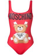 Moschino Teddy Bear Swimsuit, Women's, Size: 42, Red, Polyester/spandex/elastane