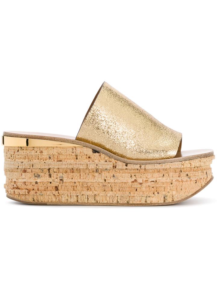 Chloé Lauren Wedge Sandals - Metallic