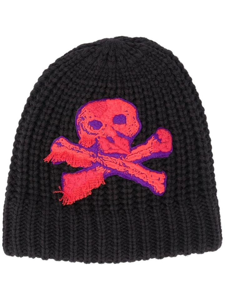 Palm Angels Contrasting Patch Beanie - Black