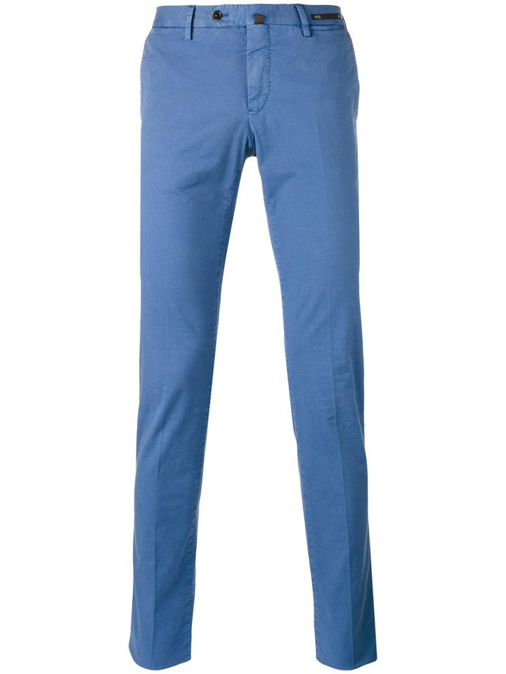 Pt01 Super Slim Fit Chinos, Men's, Size: 50, Blue, Cotton/linen/flax/spandex/elastane