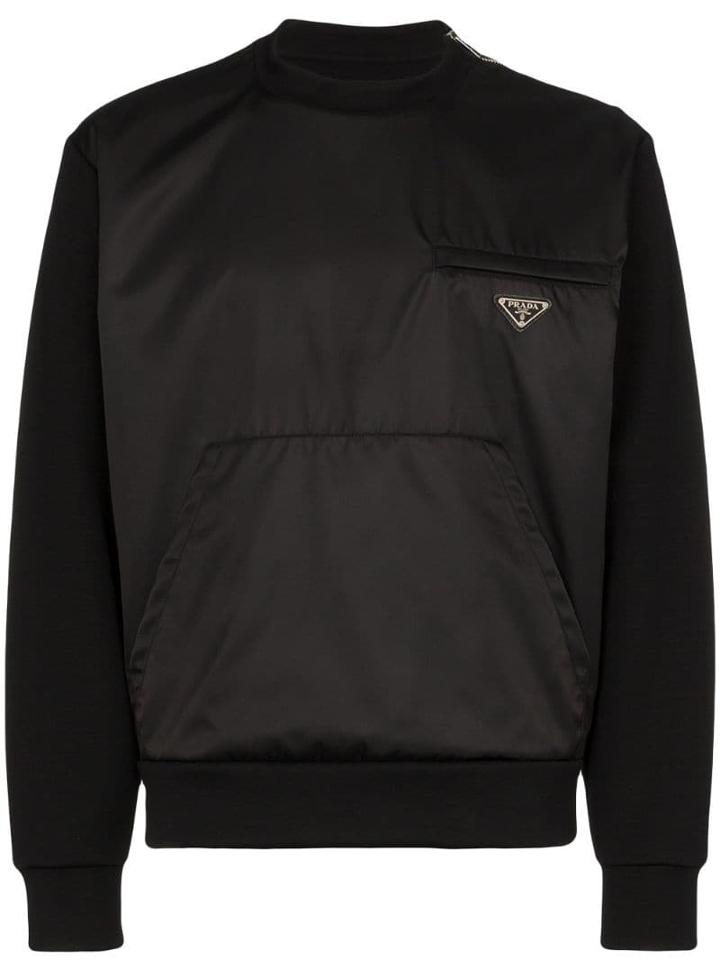 Prada Logo Plaque Sweatshirt - Black