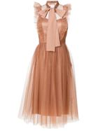 No21 Pussybow Tulle Dress - Nude & Neutrals