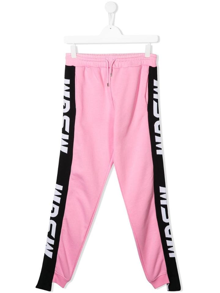 Msgm Kids Side Logo Track Pants - Pink
