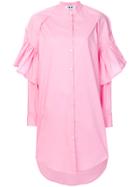 Msgm Ruffle Shirt Dress - Pink & Purple