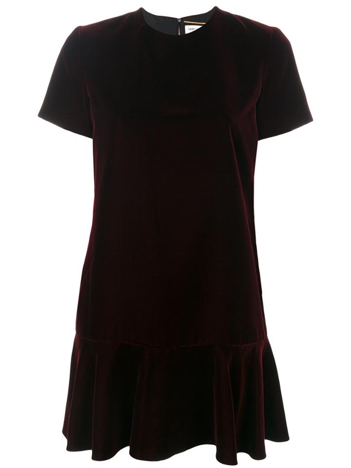 Saint Laurent Short Sleeve Shift Dress - Red