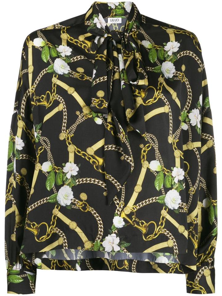 Liu Jo Belt And Chain Print Blouse - Black