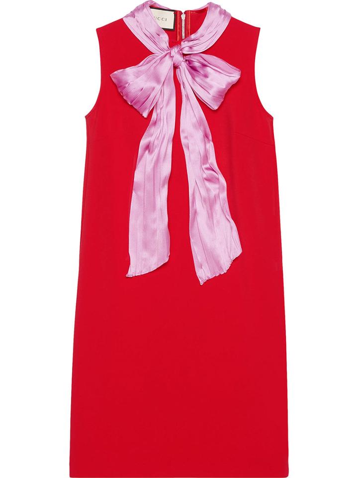 Gucci - Stretch Viscose Dress With Bow - Women - Silk/nylon/viscose - M, Red, Silk/nylon/viscose