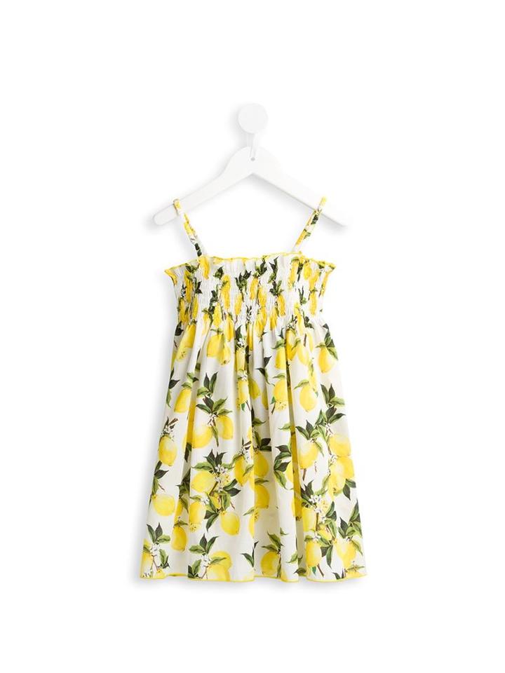 Dolce & Gabbana Kids Lemon Print Dress, Girl's, Size: 10 Yrs, Yellow/orange