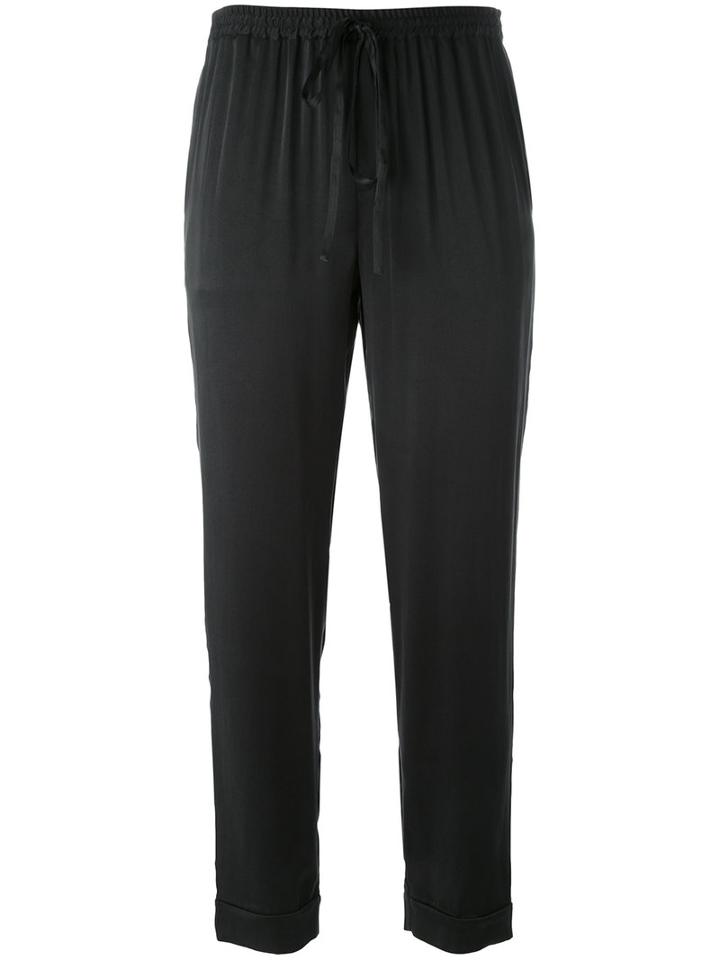 P.a.r.o.s.h. Drawstring Cropped Pants, Women's, Size: Large, Black, Silk/spandex/elastane