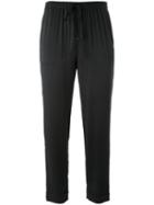 P.a.r.o.s.h. Drawstring Cropped Pants, Women's, Size: Large, Black, Silk/spandex/elastane