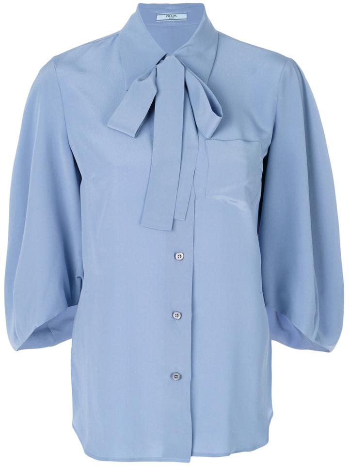 Prada Pussy Bow Blouse - Blue