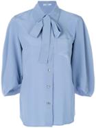 Prada Pussy Bow Blouse - Blue