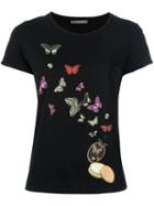 Alexander Mcqueen Butterfly And Moth Print T-shirt, Women's, Size: 38, Black, Cotton