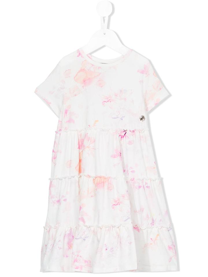 Roberto Cavalli Kids - Watercolour Print Smock Dress - Kids - Cotton/spandex/elastane - 12 Yrs, Girl's, Pink/purple