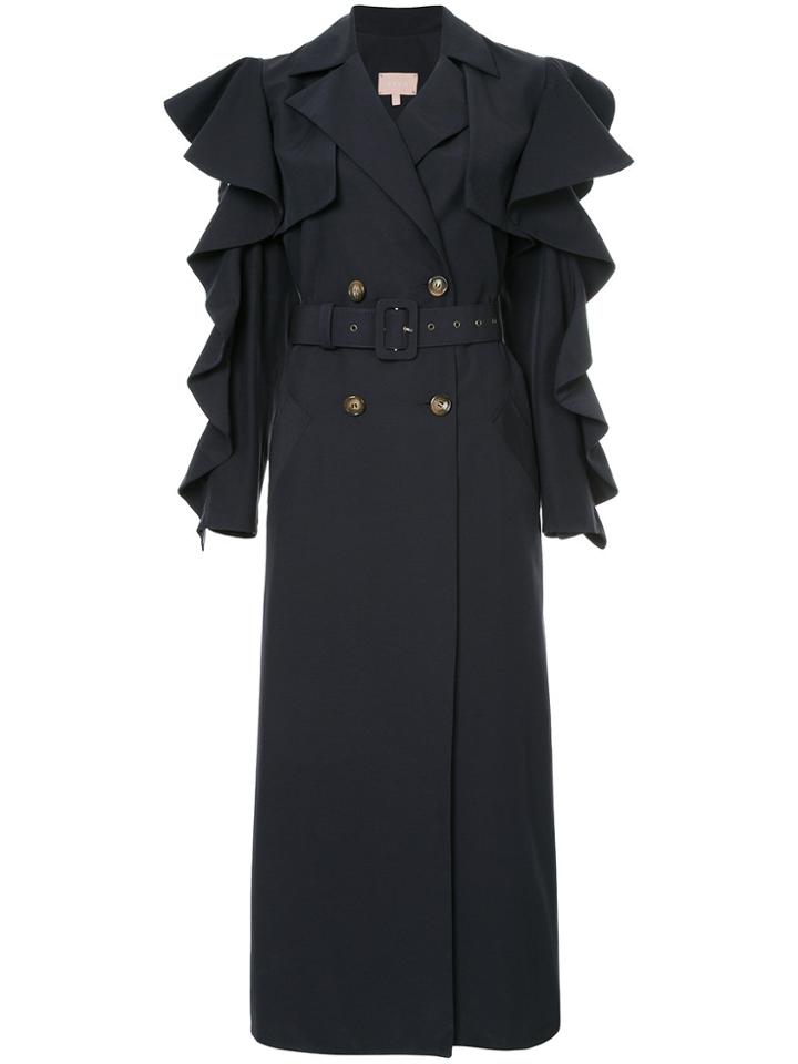Liya Flared Trench Coat - Blue
