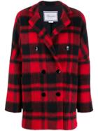 Redemption Double-breasted Check Coat - Black