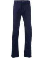Emporio Armani Straight-leg Trousers With Pocket Square - Blue