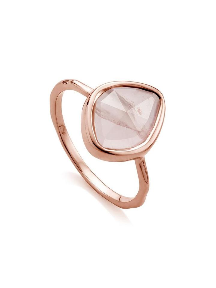 Monica Vinader Siren Small Nugget Stacking Rose Quartz Ring - Pink