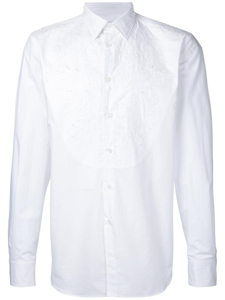 Embroidered Shirt - Men - Cotton - 15, White, Cotton, Alexander Mcqueen