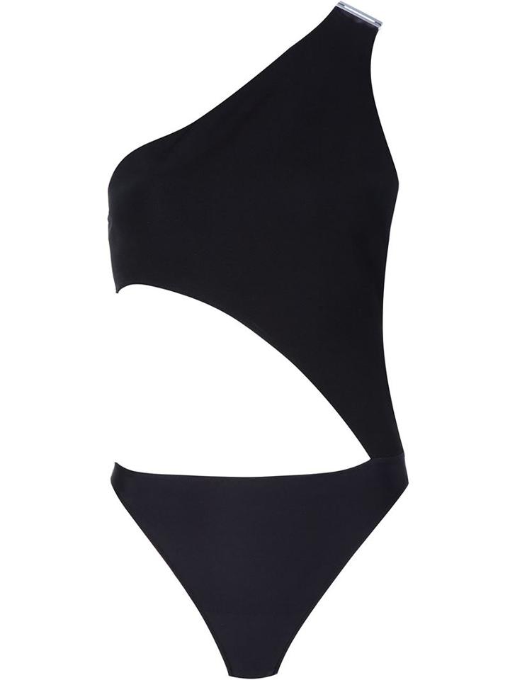Mugler Cut-out One Shoulder Bodysuit, Women's, Size: 36, Black, Viscose/polyamide/spandex/elastane