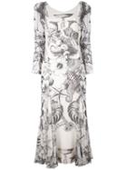 Gianfranco Ferre Vintage Printed Silk Maxi Dress, Women's, Size: 44, Nude/neutrals