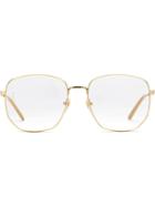Gucci Eyewear Rectangular-frame Metal Glasses - Metallic