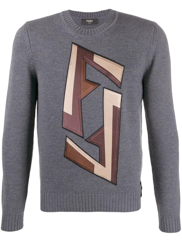 Fendi Graphic Print Jumper - Grey