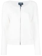 Armani Jeans - Collarless Zip Cardigan - Women - Nylon/polyester/spandex/elastane/viscose - 46, White, Nylon/polyester/spandex/elastane/viscose