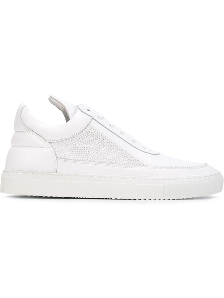Filling Pieces Woven Panel Low-top Sneakers, Men's, Size: 41, White, Leather/rubber