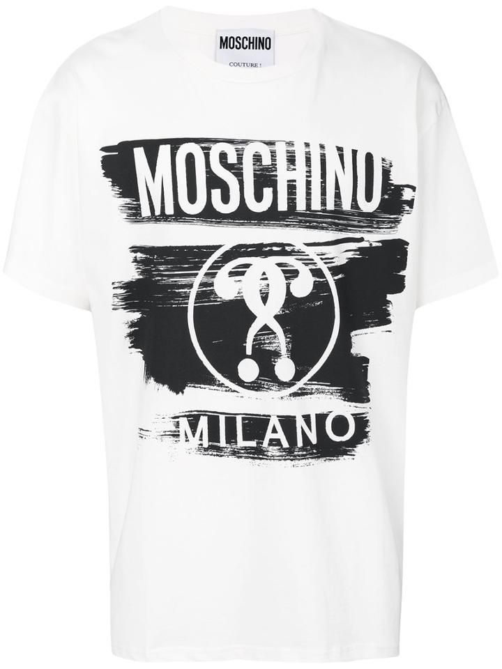 Moschino - Negative Style Print Logo T-shirt - Men - Cotton - 46, White, Cotton
