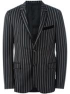 Lanvin Striped Blazer, Men's, Size: 46, Black, Cotton/cupro/wool