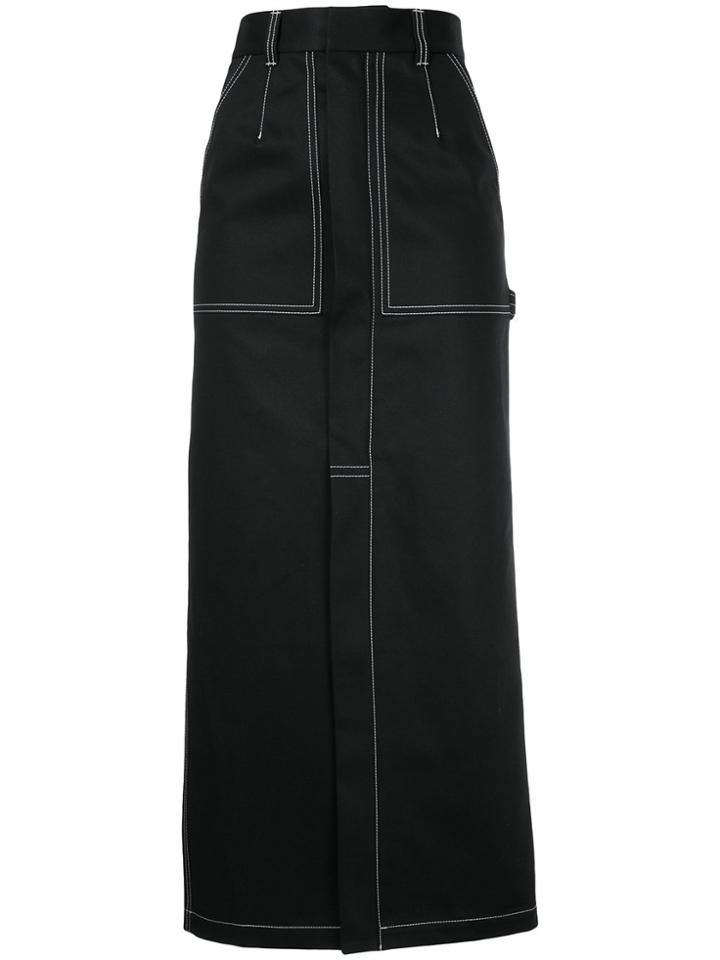 Le Ciel Bleu Front Slit High Waisted Skirt - Black