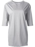 Astraet Boat Neck Centre Trim Detail Long Fitted T-shirt, Women's, Grey, Cotton