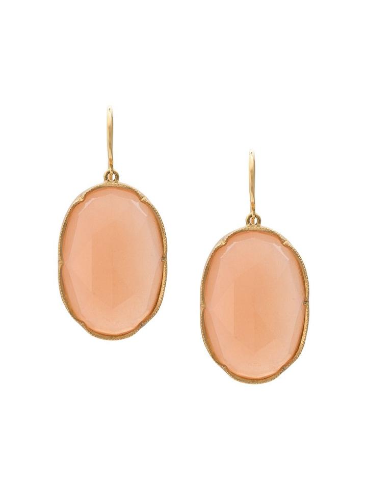 Irene Neuwirth 18kt Yellow Gold Oval Rose Cut Peach Moonstone Earrings