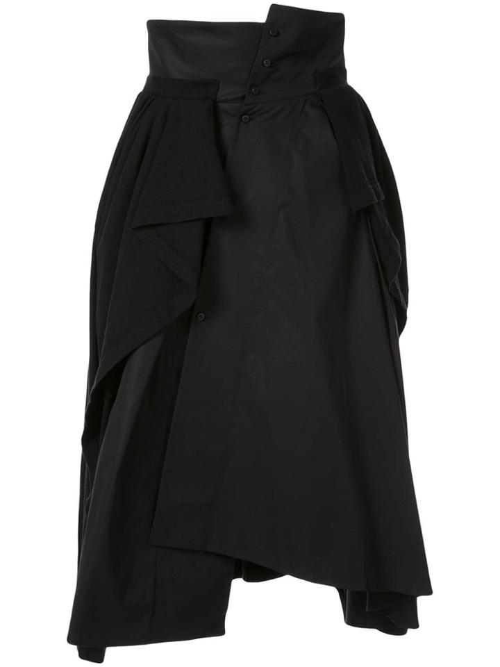 Aganovich Jersey-panelled Asymmetric Skirt - Black