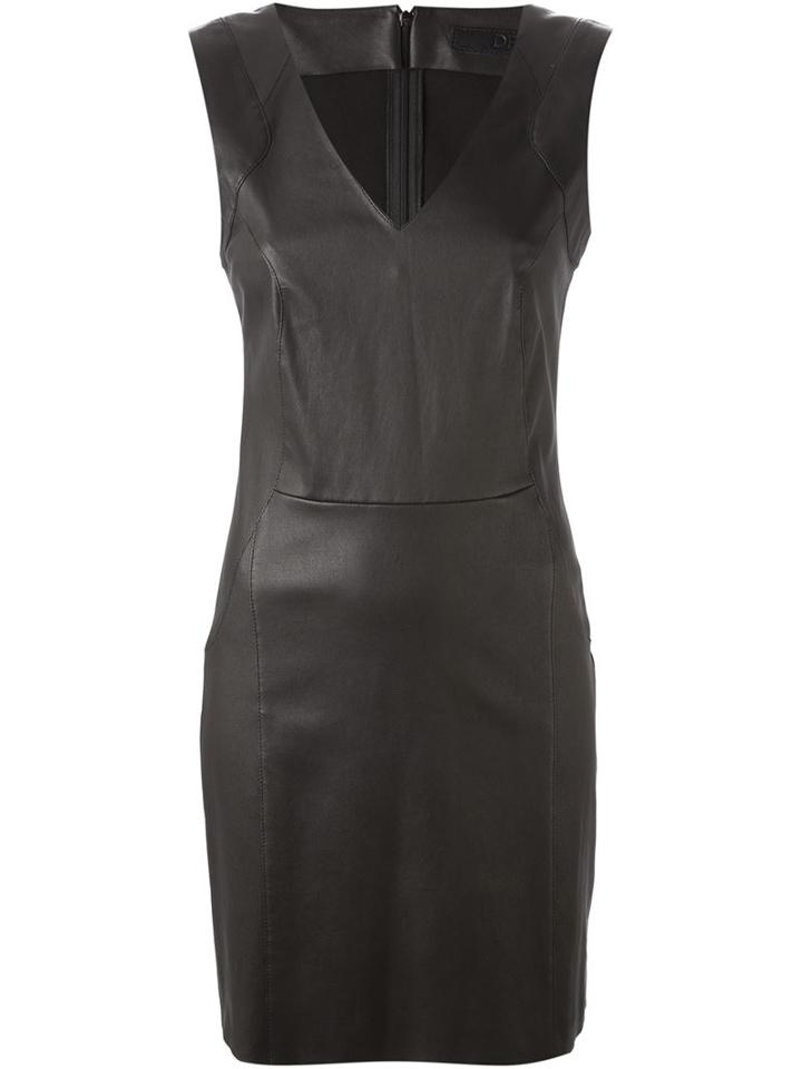 Drome V-neck Leather Dress, Women's, Size: Large, Black, Leather