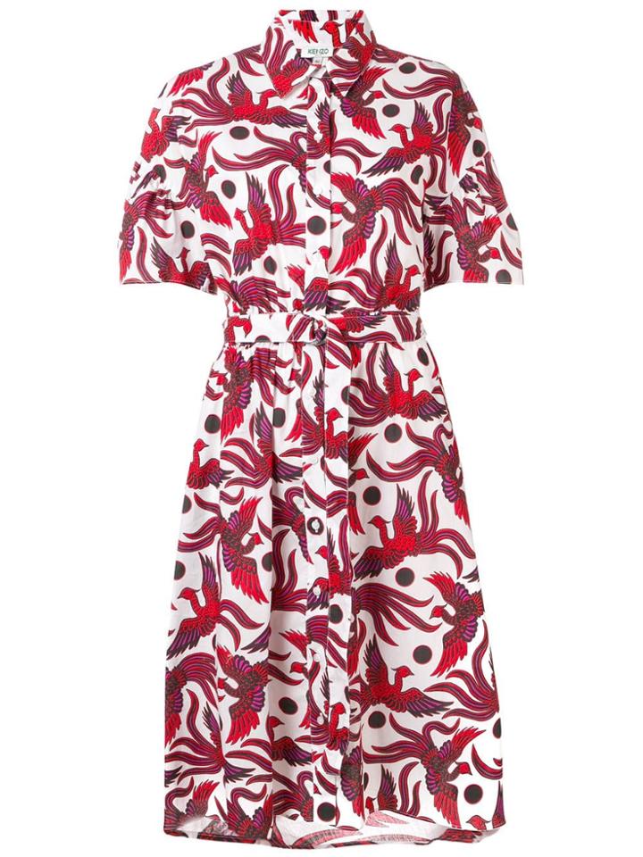 Kenzo Bird Print Dress - Red