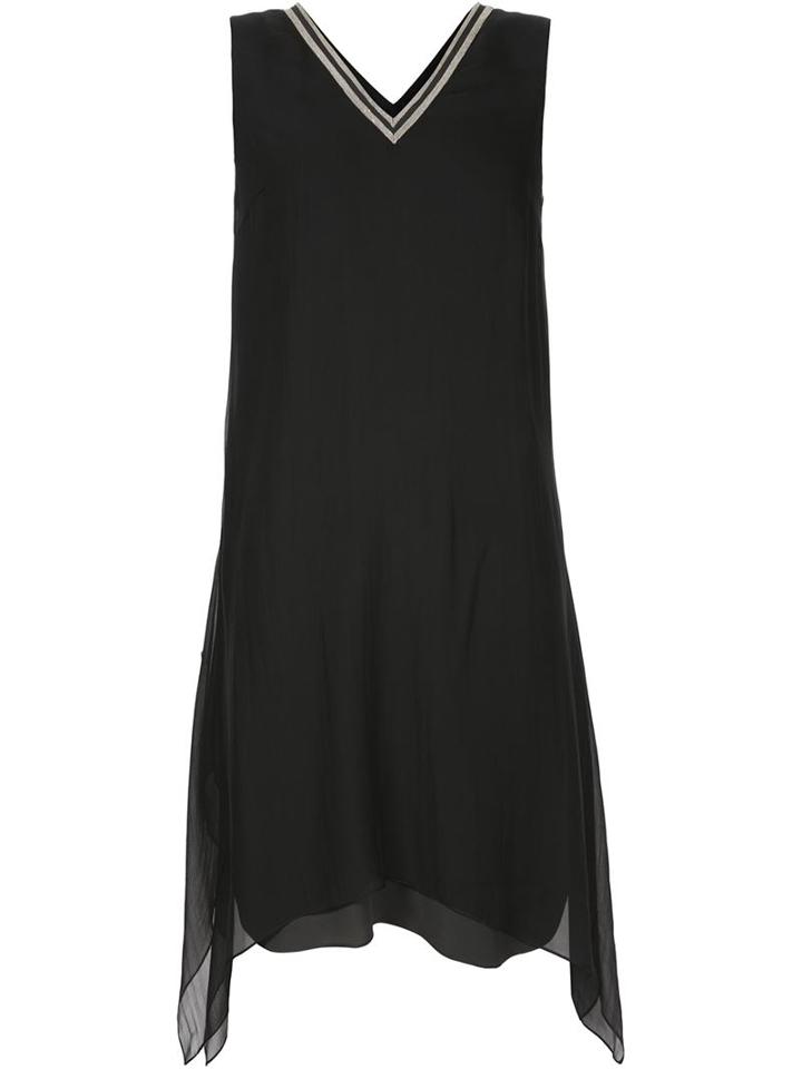 Brunello Cucinelli V-neck Dress, Women's, Size: Medium, Black, Silk/acetate