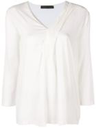 Fabiana Filippi Three-quarters Sleeves Draped Blouse - White