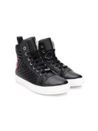 Dsquared2 Kids Teen Ribbed Maple Leaf Logo Hi-top Sneakers - Black