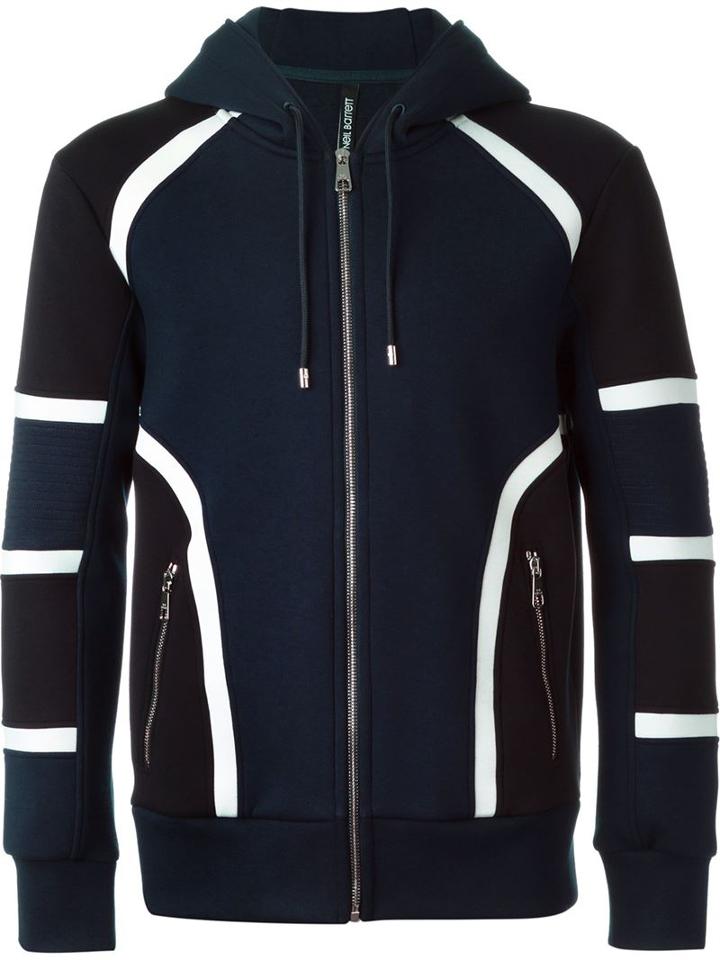 Neil Barrett Colour Block Hoodie, Men's, Size: Xl, Black, Viscose/lyocell/cotton/spandex/elastane