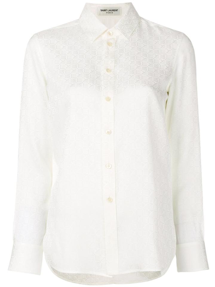 Saint Laurent Textured Monogram Shirt - White