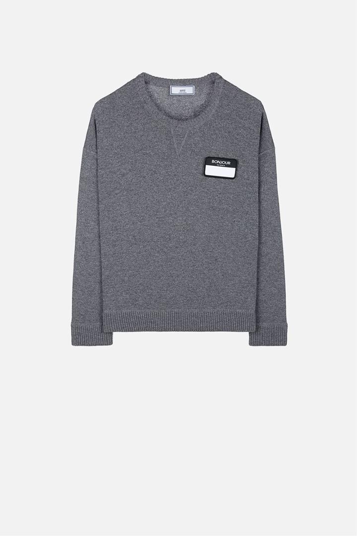Ami Alexandre Mattiussi Name Tag Patch Jumper