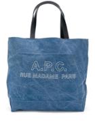 A.p.c. Logo Denim Tote Bag - Blue