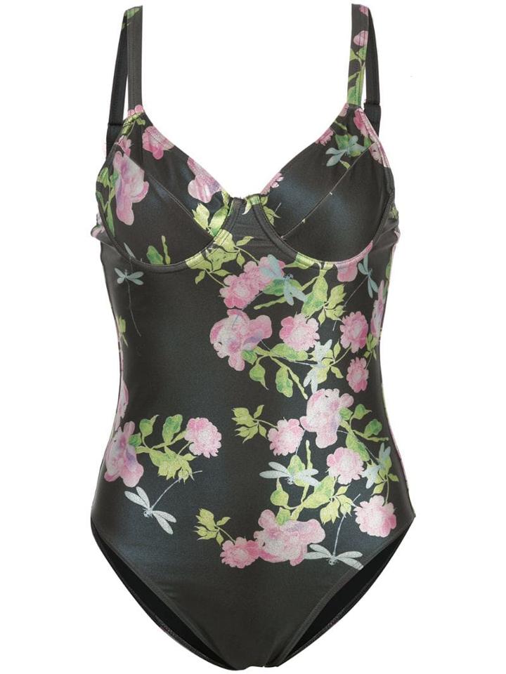 Cynthia Rowley Sandi Metallic Rose Swimsuit - Black
